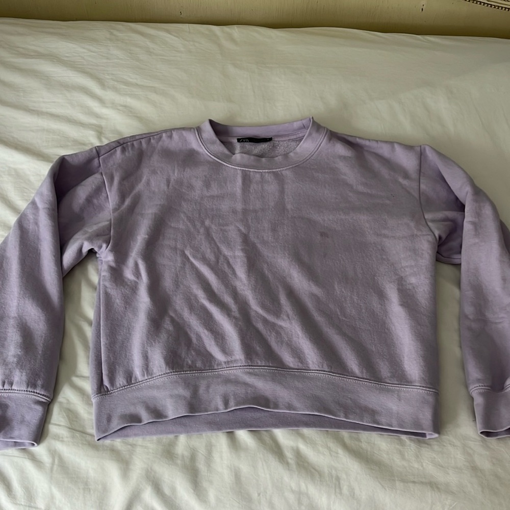 Zara cropped purple crewneck